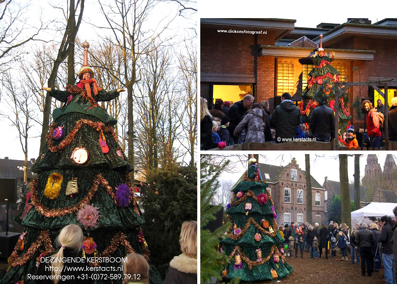 Kerstmuziek - kerstmuzikanten : De Zingende kerstboom is een geweldige muzikale kerstattractie, www.kerstacts.nl