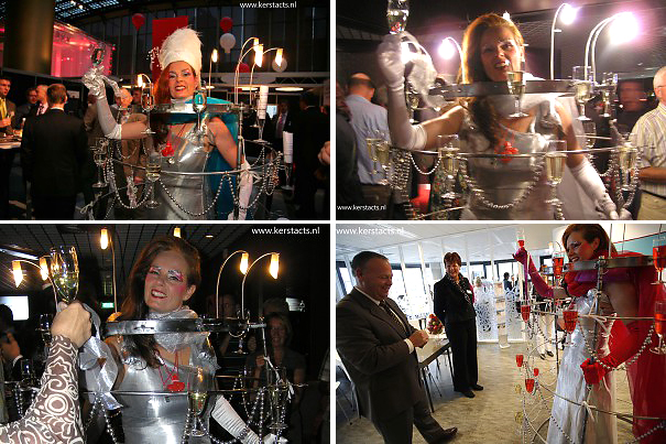 Kerst catering, winterentertainment Govers Evenementen, Kerstacts.nl, Culinair entertainment Kerstcatering - Culinair Entertainment met de swingende Champagniere