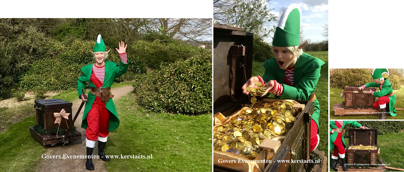 De Kerst Elf deelt snoep uit Govers Evenementen Kerst catering, winterentertainment Govers Evenementen, Kerstacts.nl, Culinair entertainment
