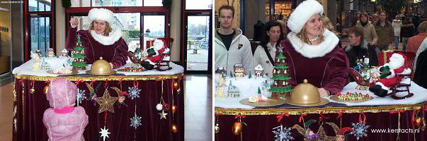 Kerst catering, winterentertainment Govers Evenementen, Kerstacts.nl, Culinair entertainment Kerstcatering - Culinair Entertainment met Miss Mable Xmass table (animatie)