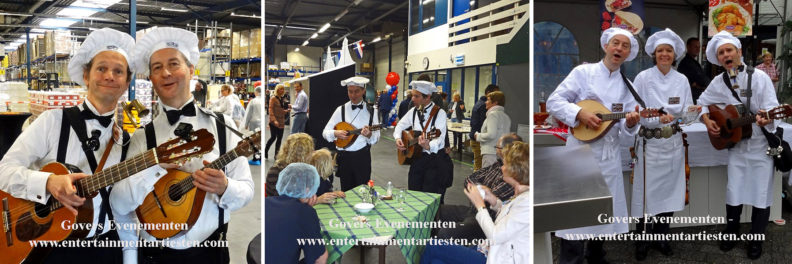 Kerst catering, winterentertainment Govers Evenementen, Kerstacts.nl, Culinair entertainment, muziekduo, kerstmuzikanten