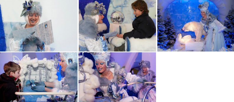 Laat je met kerst betoveren door de ijskoningin en haar charmante assistente de sneeuwdwarrel www.kerstacts.nl