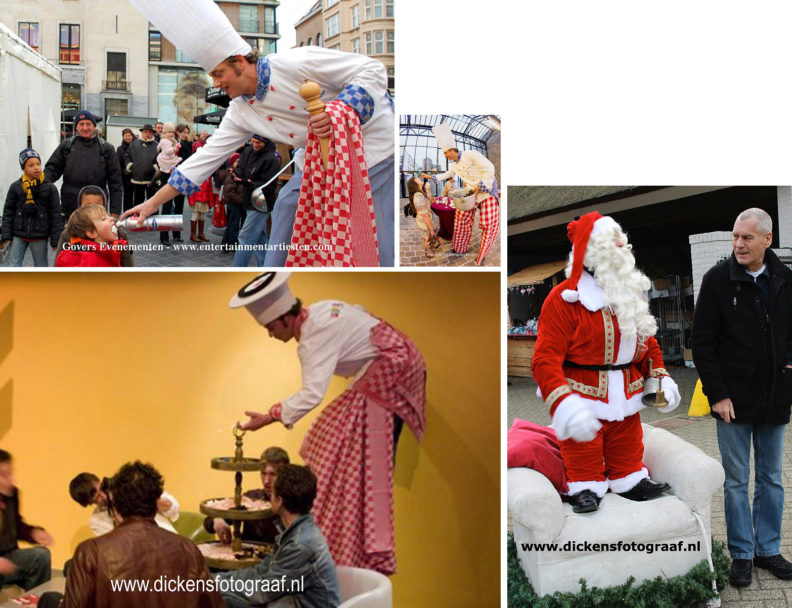 Kerst catering, winterentertainment Govers Evenementen, Kerstacts.nl, Culinair entertainment, Kerstcatering - Culinair Entertainment, Deze acteur verrast uw genodigden met bijzondere creaties bijvoorbeeld als stelten lopende kok