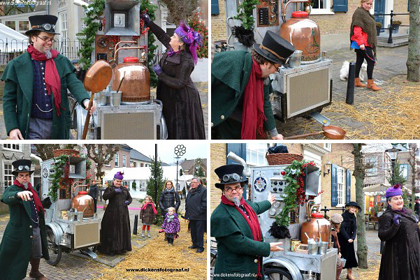 De nostalgische snoepmachine in Kerst en Dickens stijl. Hij pruttelt, sist en stoomt bij tijd en wijle,. Kerst Entertainment, www.kerstacts.nl