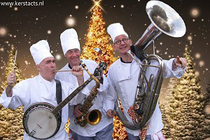 Kerstmuziek, Kerstmuzikanten, Muziektrio, Kerst catering, winterentertainment Govers Evenementen, Kerstacts.nl, Culinair entertainment, Kerstcatering Culinair Entertainment met muzikanten Cooking with Xmass