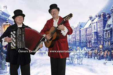 Dickens muzikanten Dickens Kerstmuziek, duo muziek, kerst, www.kerstacts.nl
