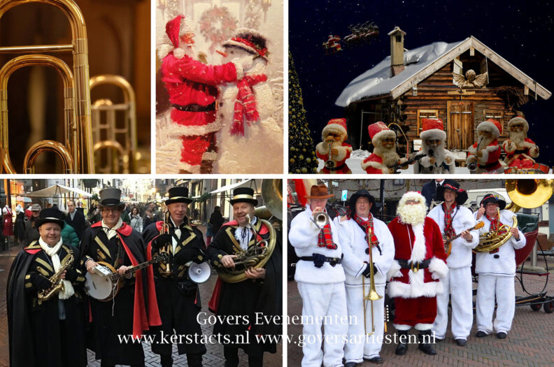 Sneeuwpoppenorkest, Kerstmannen, orkest, muziek, kerstmuziek, Dixielandmuziek, Het dickens looporkest, Govers evenementen, www.kerstacts.nl, muzikanten voor kerst