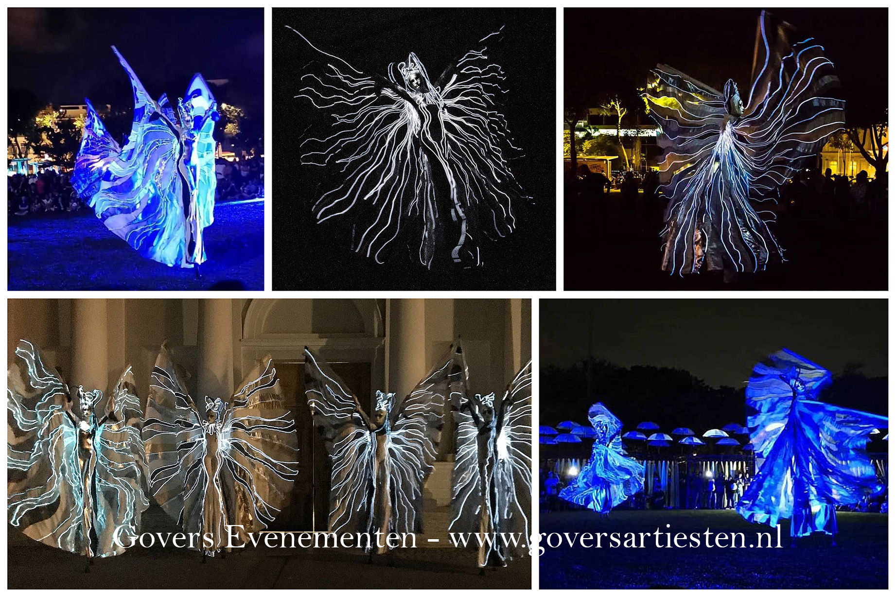 Verlichte steltenlopers, licht entertainment, verlicht entertainment, verlichte artiesten, steltenacts, steltenloper, steltentheater, licht, stelten engelen, stelten act, artiesten boeken, artiestenbureau, lichtgevend entertainment, lichtgevende artiesten, straattheater acts, thema feest, beurs & promotie acts, Govers Evenementen, www.goversartiesten.nl