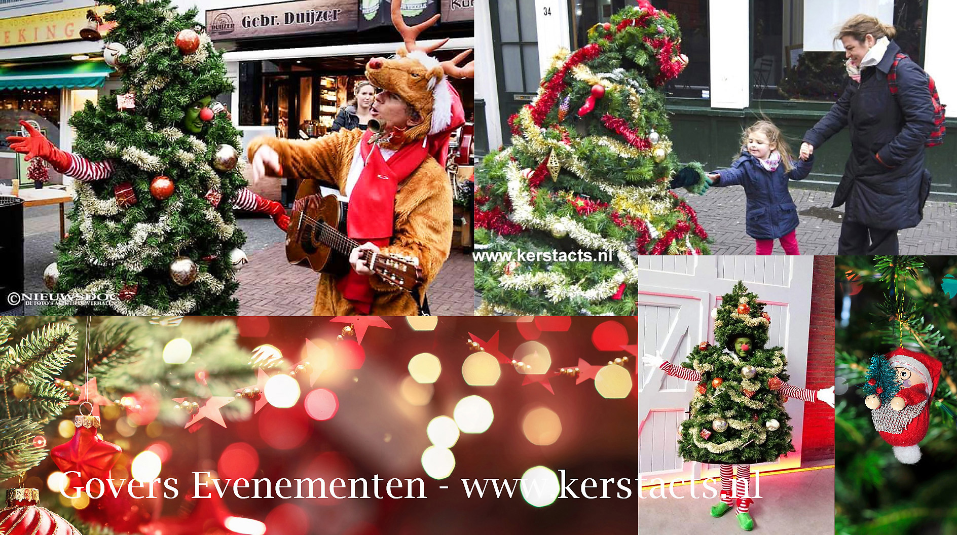 De wandelende kerstboom is kerstentertainment waar men heel vrolijk van wordt.. Jong en oud, kerstacts, thema kerst, artiesten boeken, www.kerstacts.nl