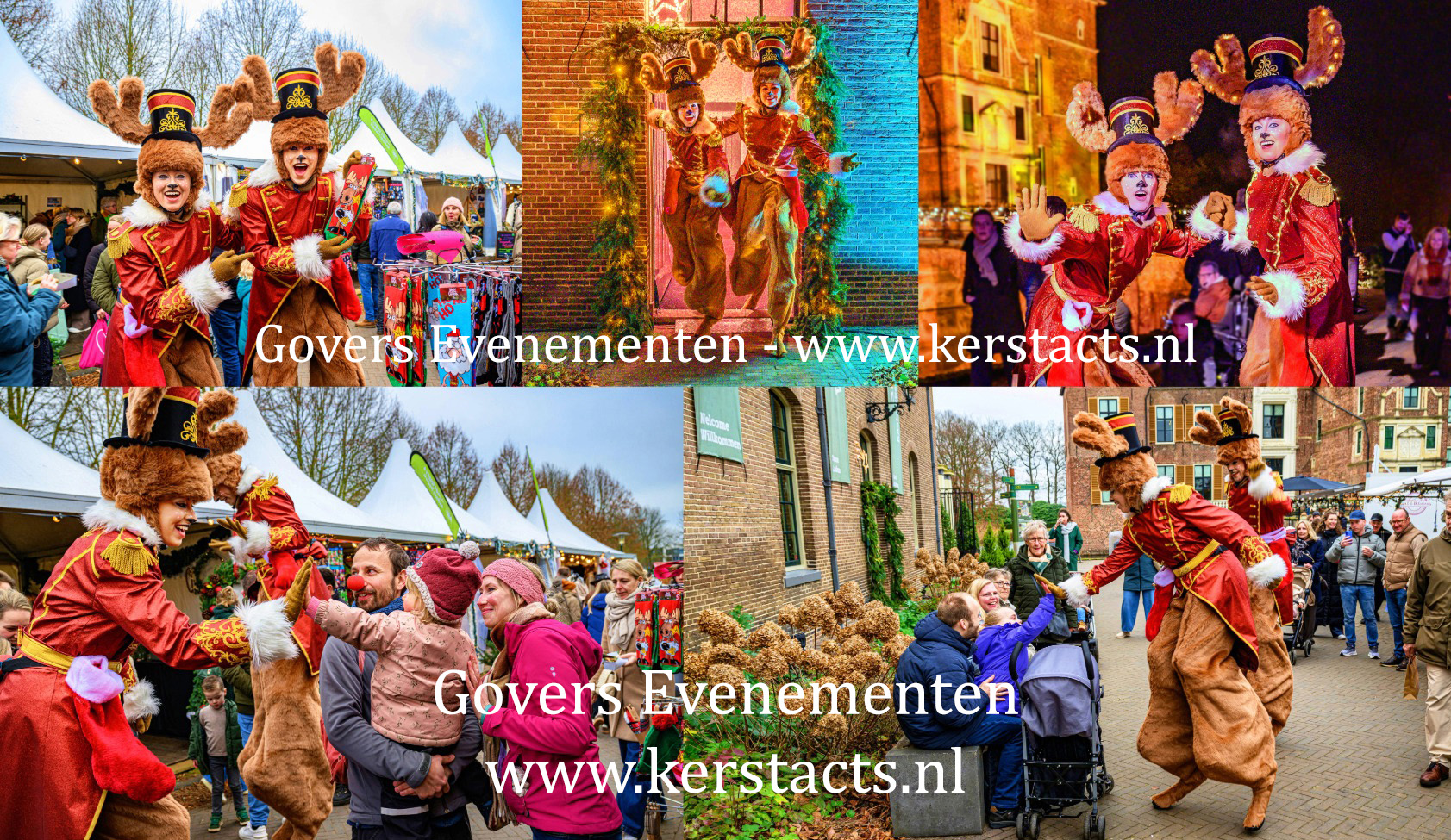 Kerstentertainment, entertainment voor kerst, kerst artiesten inhuren, kerstartiesten boeken, kerst op stelten, kerst voor kinderen, kerstfeest, kerst in winkelcentrum, rendieren op stelten, straattheater met kerst, Govers Evenementen, www.kerstacts.nl